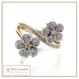 Anello Fiori di pesco due fiori| Gioielli De Nobili